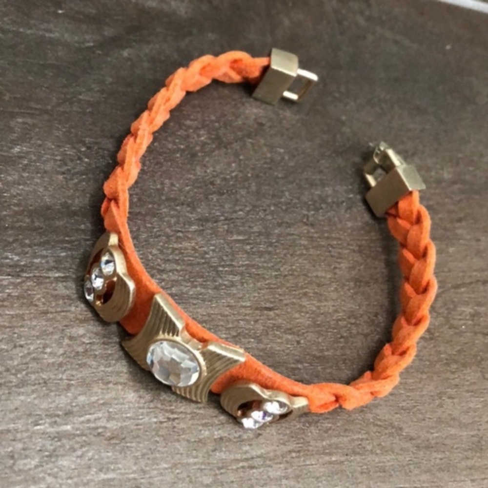Lia Sophia Boho braided suede with glass rhinestones bracelet